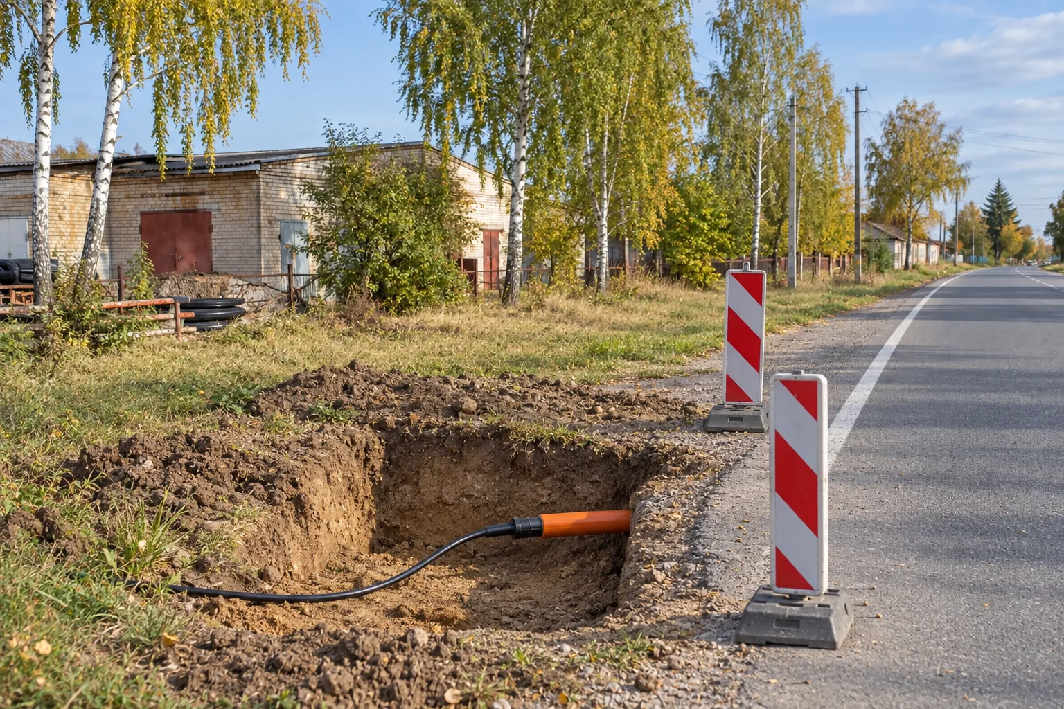 Труба с оптикой под дорогой